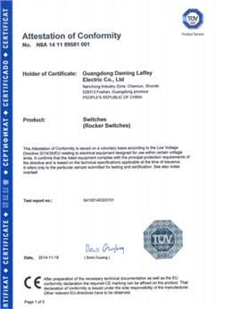 CE-Rocker switch Certificate