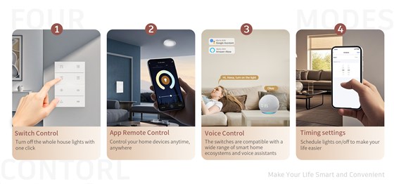 QA7H-Zigbee smart switch panel with button, app, voice, and timer control
