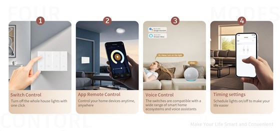 QA7H-Zigbee smart switch panel with button, app, voice, and timer control
