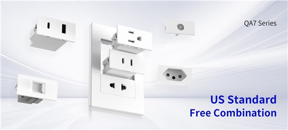 QA7 US standard wall sockets with modular power and USB outlets for smart home and hotel use