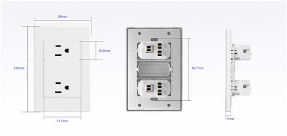QA7 US standard wall plate dimensions and size drawing