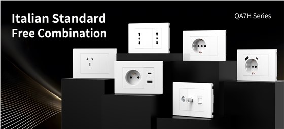 QA7H Italian standard outlets display, USB and power modules for stylish interior