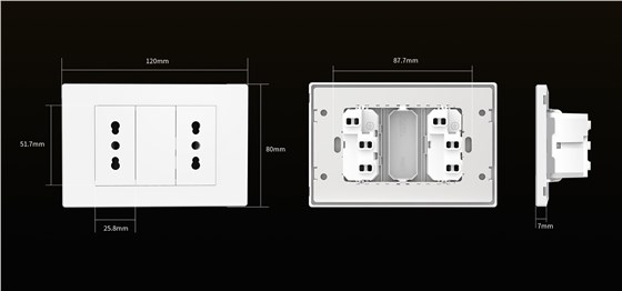QA7H Italian standard wall plate measurements and dimension diagram