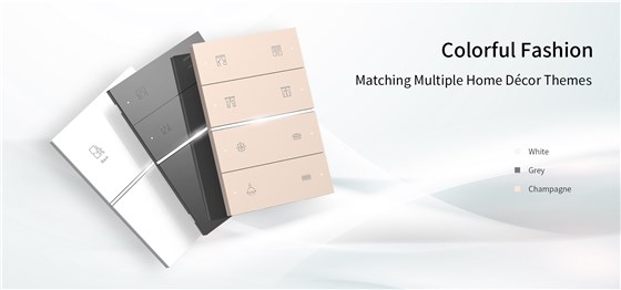 Customizable engraving and multiple colors of QA7 smart panel, perfect for hotel room control or personalized smart home use.