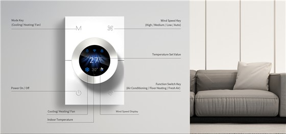 WKX20 smart thermostat with rotary knob and digital display
