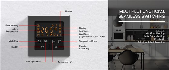 Z-WK7 KNX Push Button Thermostat for Smart Building HVAC Control
