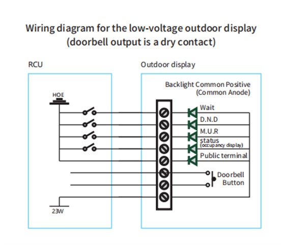 QA7 Hotel Doorplate 12V Low Voltage Dry Contact Wiring Diagram