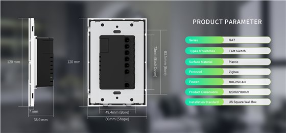 Tuya Zigbee Smart Panel by SmartLaffey, featuring sleek 120x80mm p