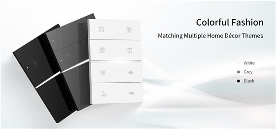 Customizable engraving and multiple colors of QA7 smart panel, perfect for hotel room control or personalized smart home use.