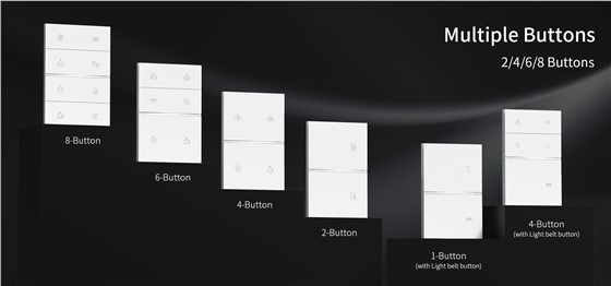QA7 mutiple button types, perfect for hotel room control or personalized smart home use.