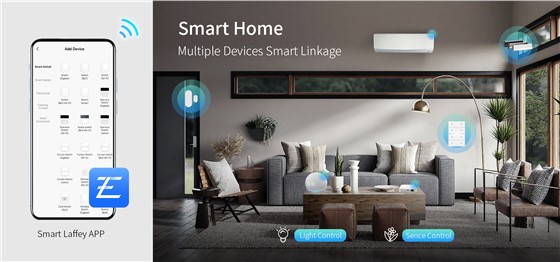 smartlaffey app control for switch, curtain, lighting, thermostat, and scenario.