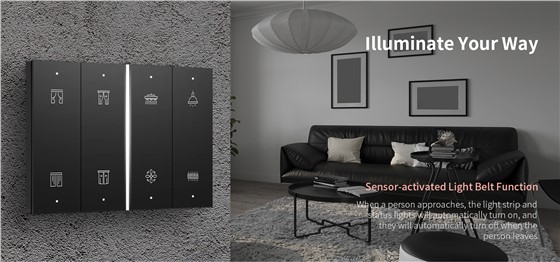 QA7H-Modern smart switch panel with radar sensor and LED status light