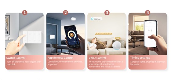 QA7H-Zigbee smart switch panel with button, app, voice, and timer control