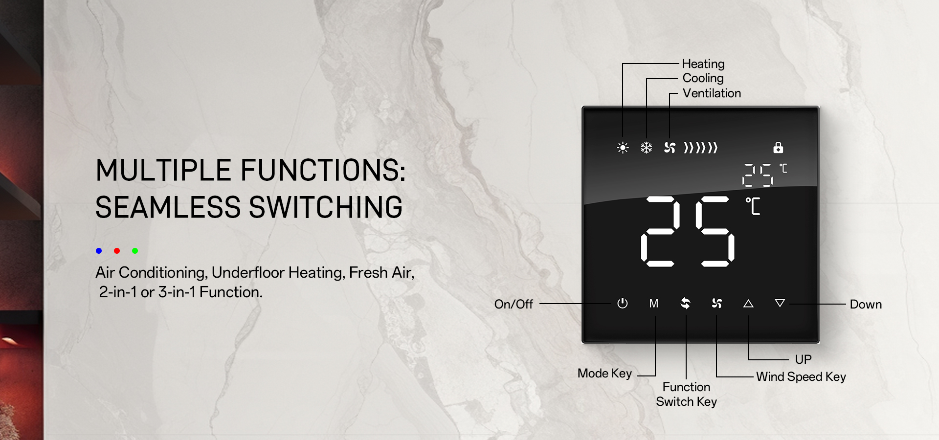 zigbee thermostat of ac, floor heating, fresh air control