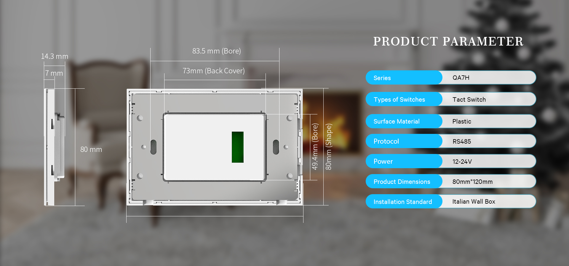 Italian standard size switch plate