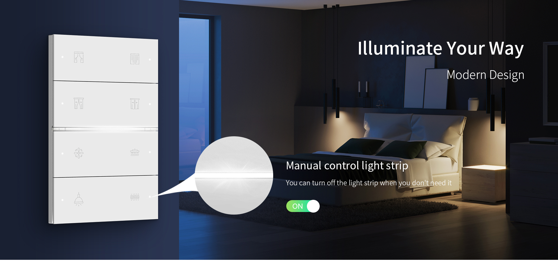 Radar sensing light strip, providing automatic lighting for smart homes and hotels.