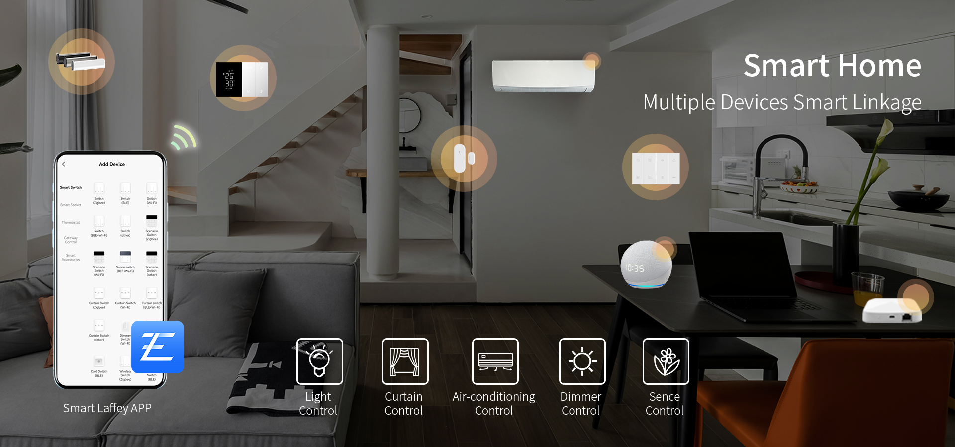 QA7H-QA7H Zigbee smart switch panel with Smart Laffey App control for multiple devices