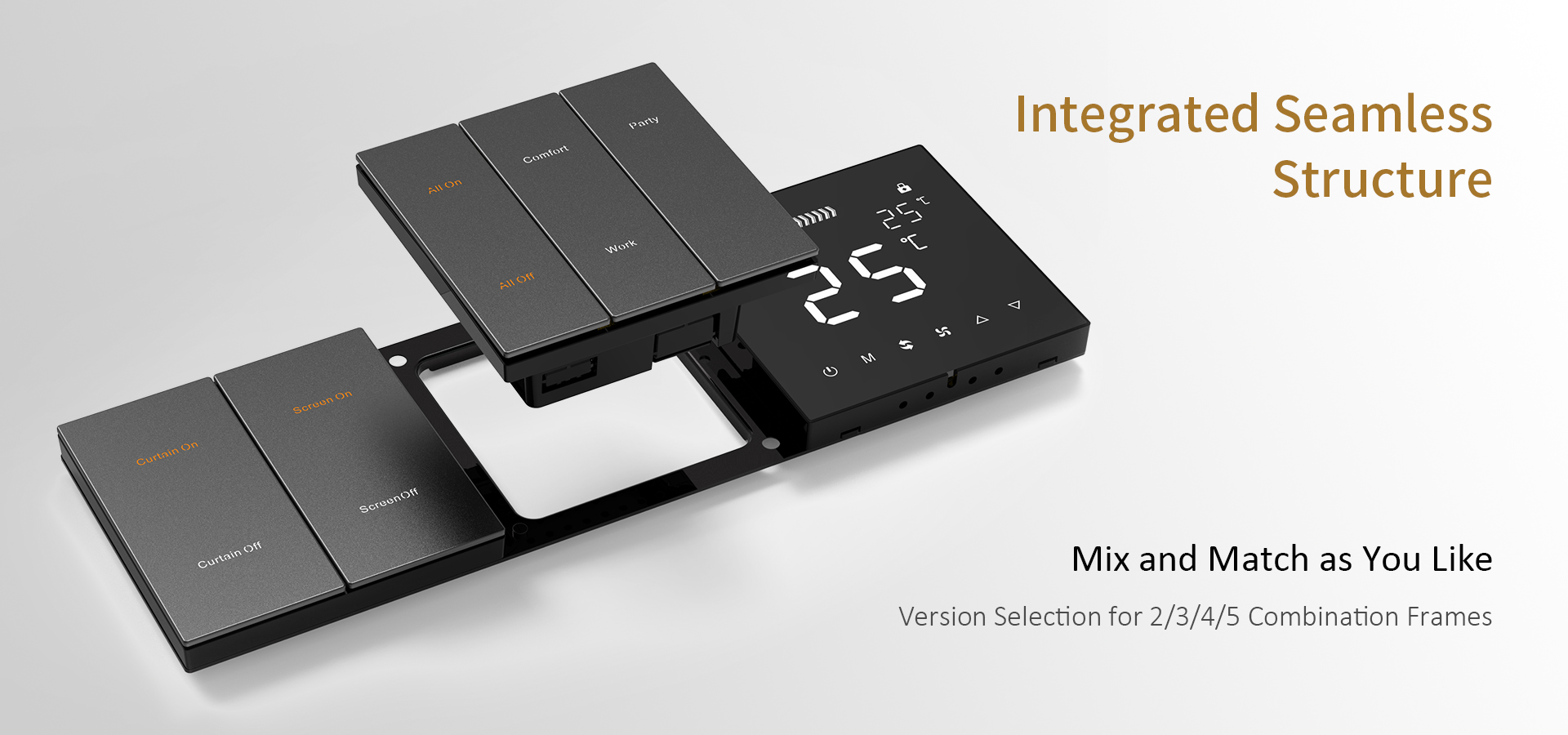 D8B modular smart switch frame system with flexible combinations