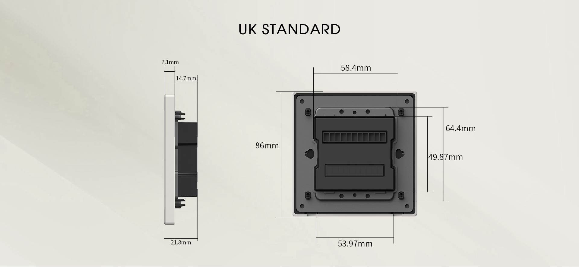 RD4 rs485 switch uk square back cover