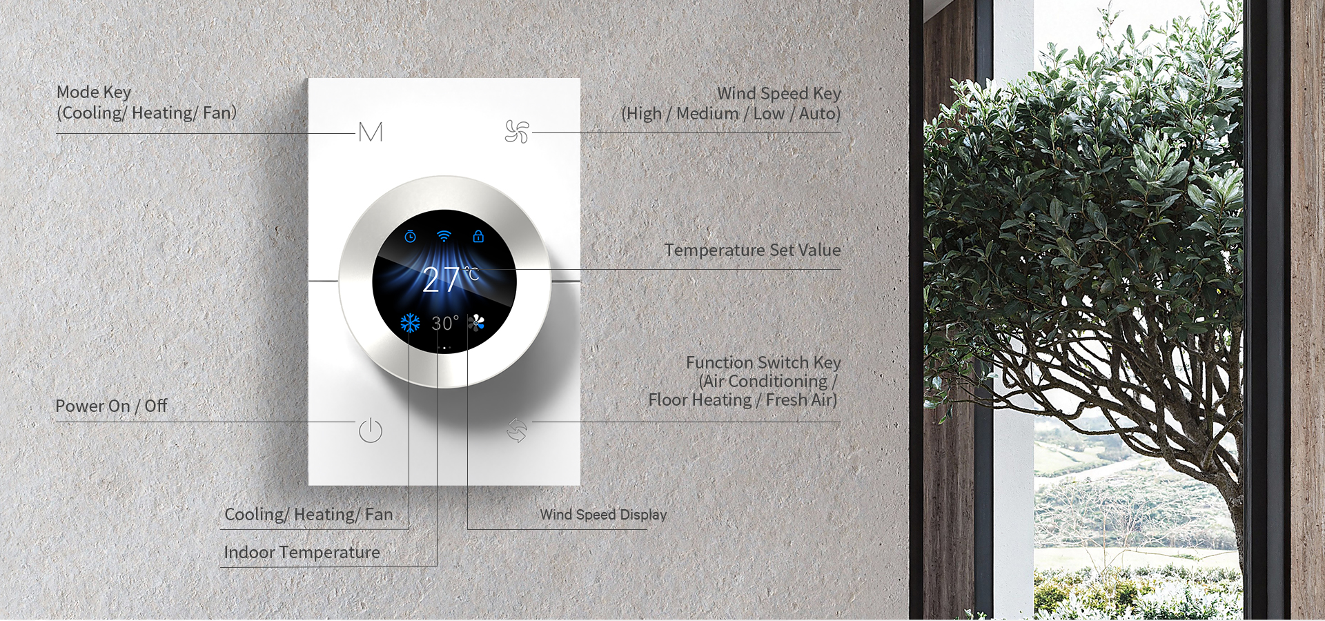 WKX20 KNX smart thermostat with rotary knob control and ETS configuration