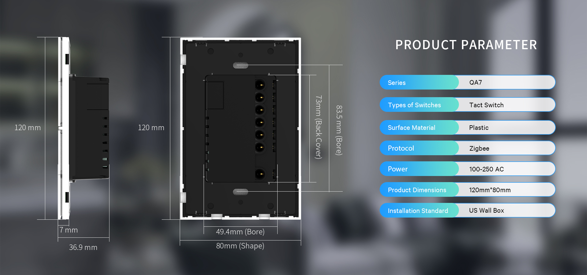 Tuya Zigbee Smart Panel by SmartLaffey, featuring sleek 120x80mm p