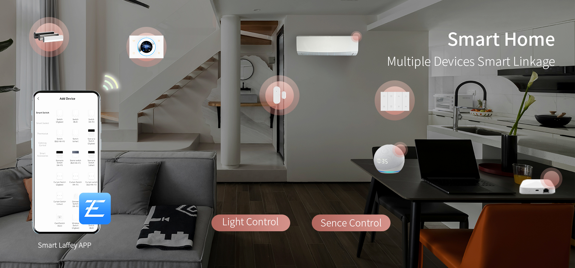 QA7H-QA7H Zigbee smart switch panel with Smart Laffey App control for multiple devices QA7H-QA7H Zigbee smart switch panel with Smart Laffey App control for multiple devices