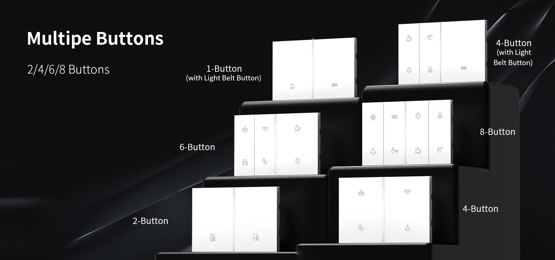 QA7H-Smart wall switch with 2/4/6/8 buttons for hotels and homes QA7H-Smart wall switch with 2/4/6/8 buttons for hotels and homes