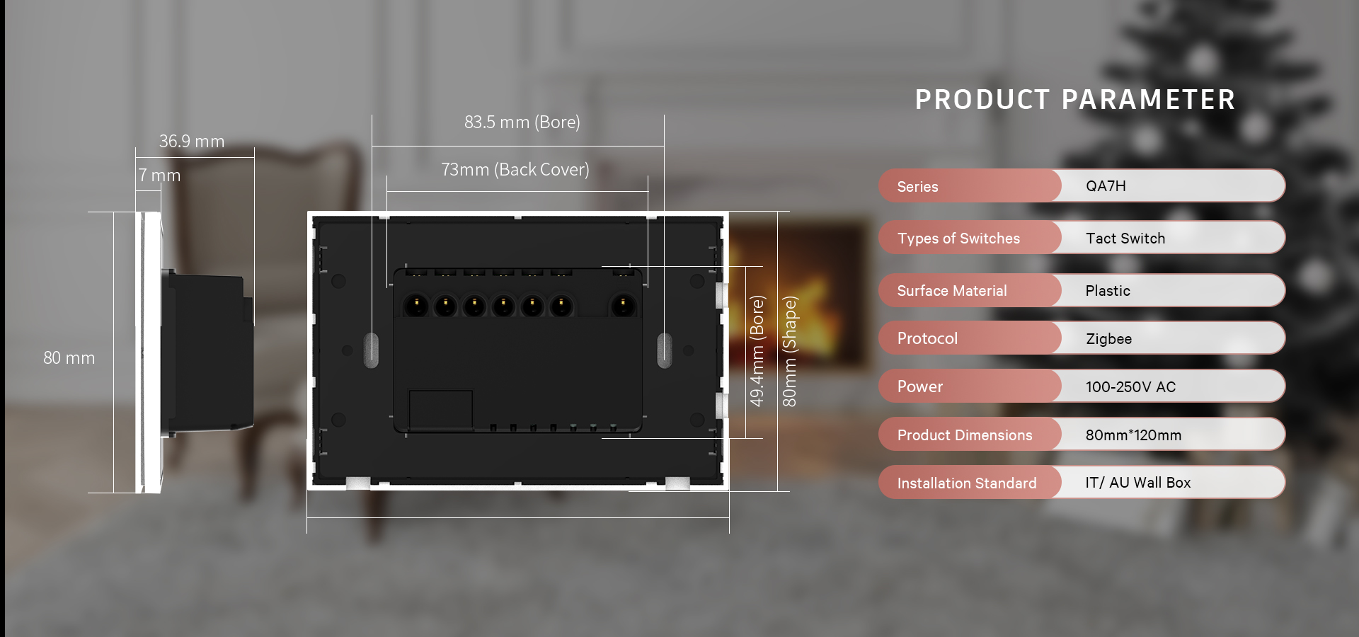 QA7H-QA7H Zigbee switch panel compatible with Italy Australia India Chile